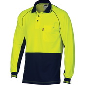 HiVis Cotton Backed Cool-Breeze Contrast Polo - long Sleeve
