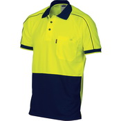 HiVis Cool-Breathe Double Piping Polo -
Short Sleeve