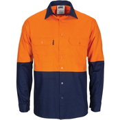 HiVis R/W Cool-Breeze T2 Vertical Vented Cotton Shirt with Gusset Sleeves - Long Sleeve