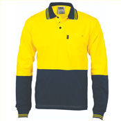HiVis Cool-Breeze Cotton Jersey Polo Shirt
with Under Arm Cotton Mesh - L/S
