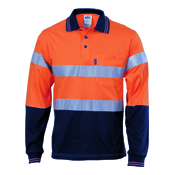 Hivis Cool-Breeze Cotton Jersey Polo With CSR R/Tape - L/S