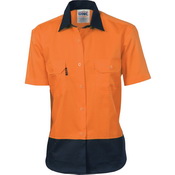 Ladies HiVis Two Tone Cotton
Drill Shirt - Short Sleeve