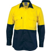HiVis Two Tone Cotton Drill Vented Shirt -
Long Sleeve