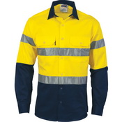 HiVis D/N 2 Tone Drill Shirt with Generic R/Tape -
long sleeve