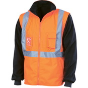 HiVis “4 in 1” Zip off Sleeve Reversible Vest,
‘X’ Back with additional tape on Tail