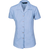 Ladies Revere Collar Mini (Check) Houndstooth B.Shirt - Short Sleeve